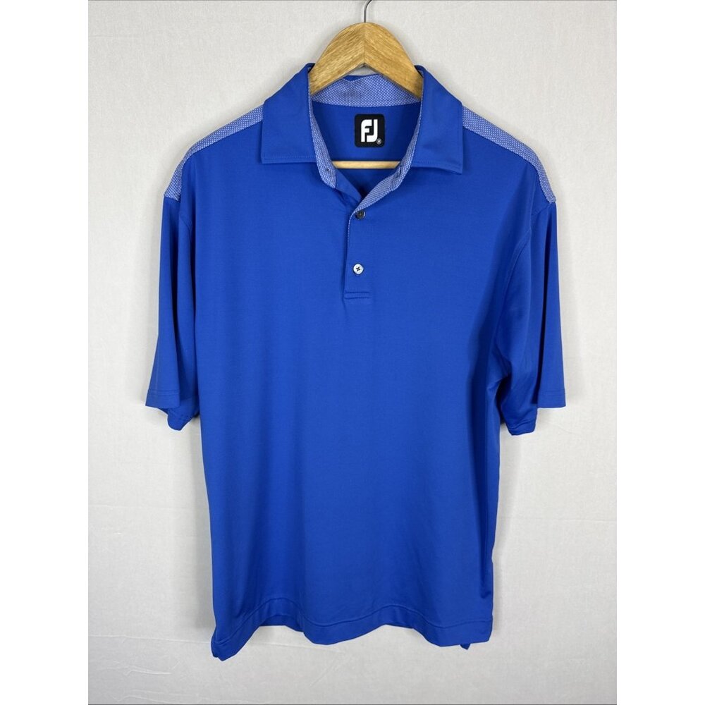 Footjoy FJ Golf Polo Shirt Men’s M Blue Stretch Performance Short Sleeve